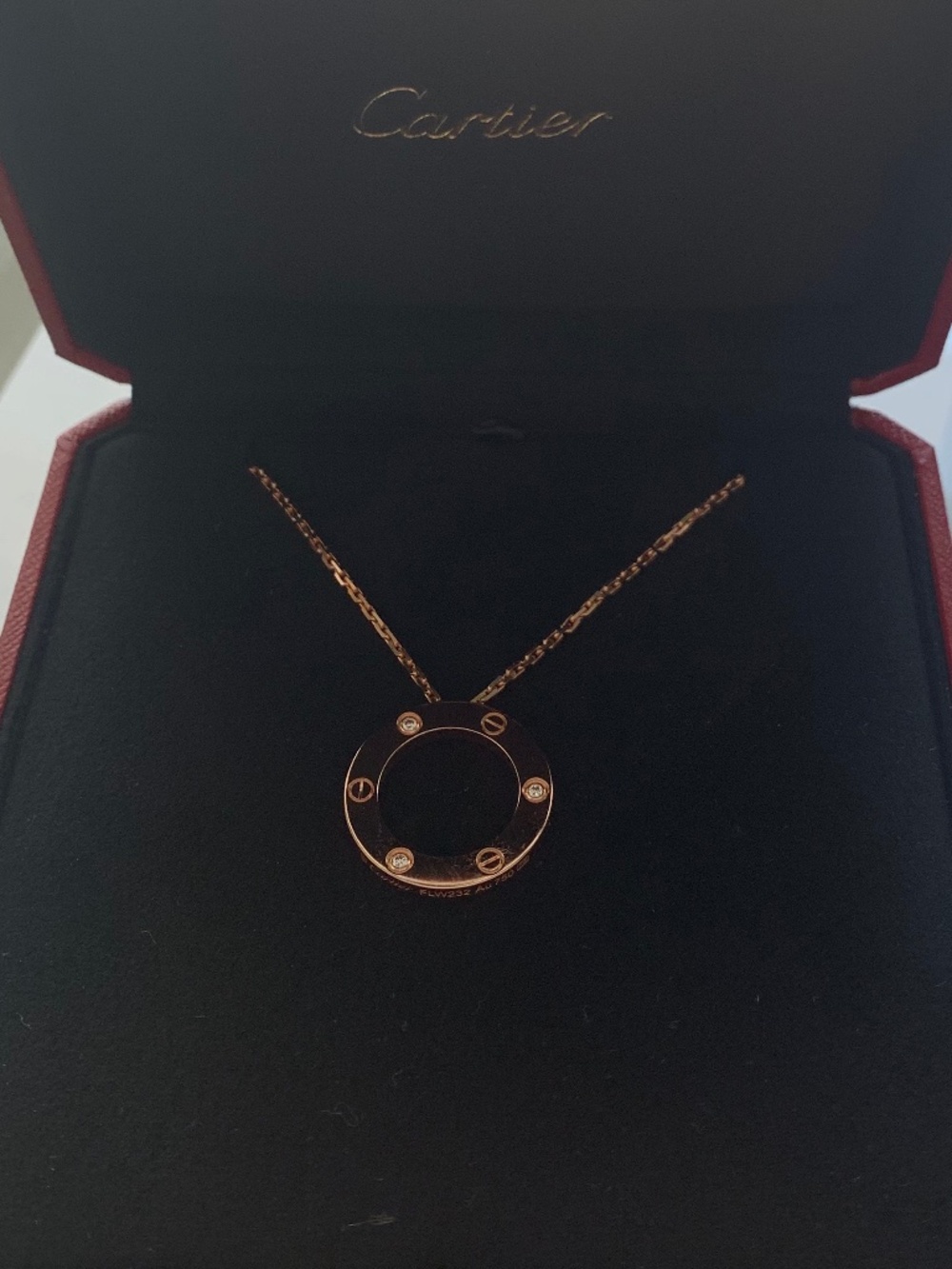 Cartier Love Necklace Rose Gold 3 Diamond